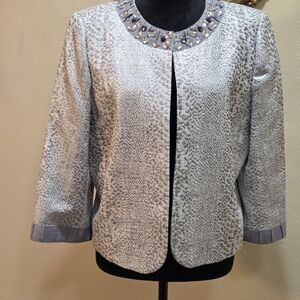 Boston Proper Gray Embellished Blazer